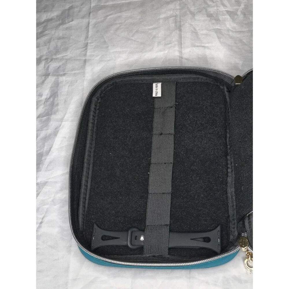 Teamoy Teal Quilted Basketweave Exterior Watch Band Storage Case